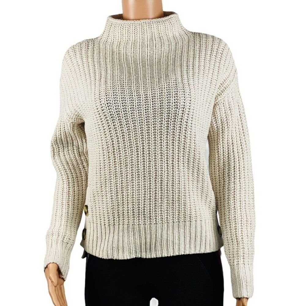Madewell Sweater Mock Neck Side-Button Pullover Womens X-Small Long Sleeve